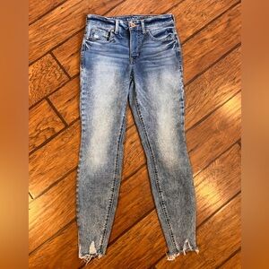 Edgely jeans womens 8 High Rise Super Skinny ankle stretch blue 29x29 raw hem